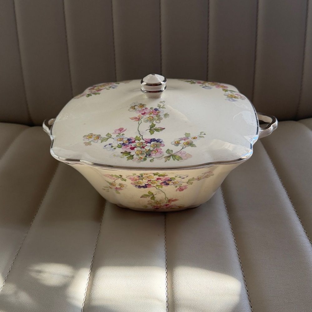 Vintage Paden City Pottery Regina pattern Floral Serving Dish with Lid
